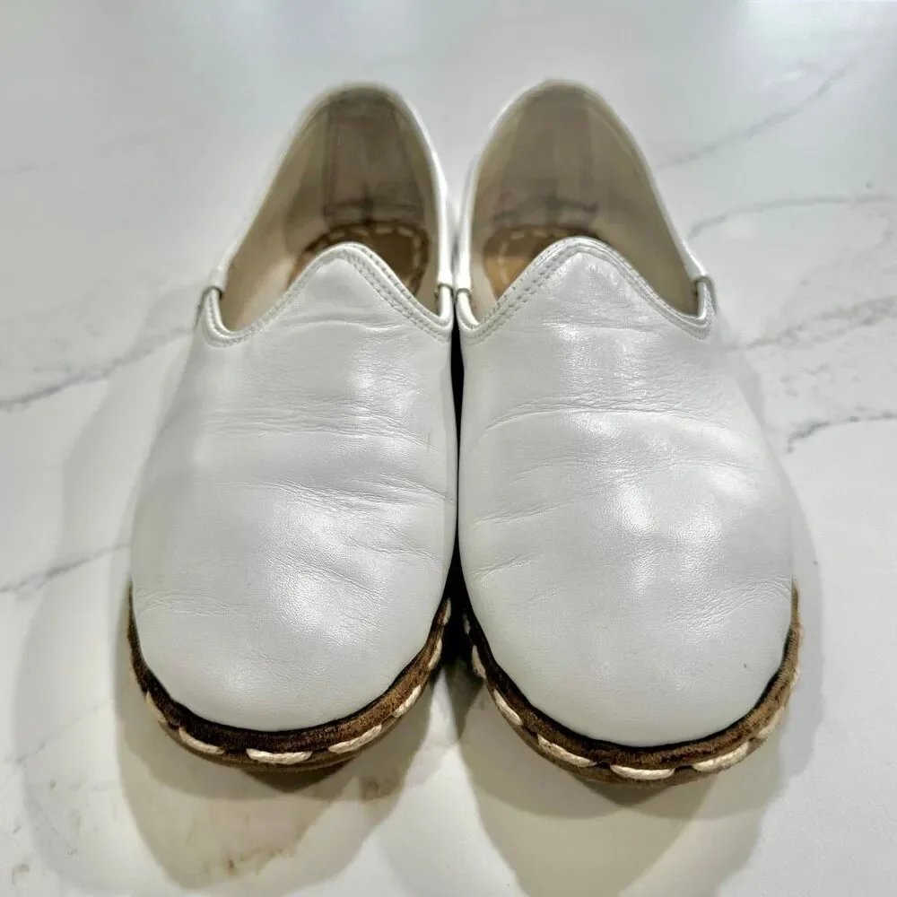 Sabah Handmade Slip On Loafers. White. Size Women’s 39/US9